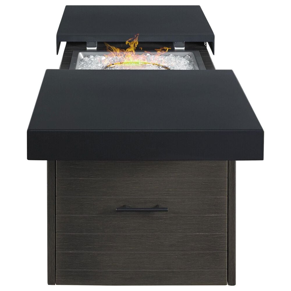 Plank and Hide Rectangular Functional Fire Pit in Wenge and Black, , large