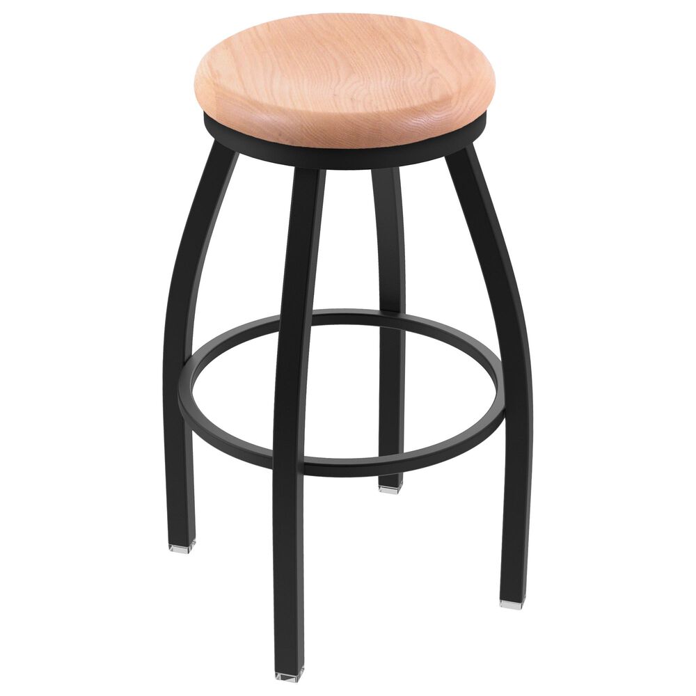 Holland Bar Stool 802 Misha 25" Swivel Counter Stool with Black Wrinkle and Natural Oak Seat, , large