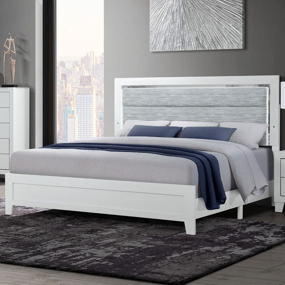 Global Furniture USA Luccia King Bed with LED in White, , large