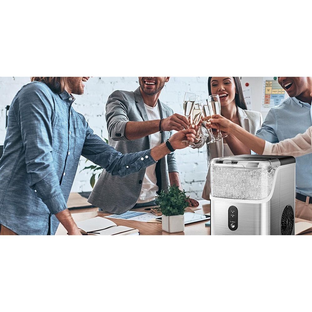 Euhomy 35 Lbs Portable Nugget Ice Maker with Automatic Cleaning in Silver, , large