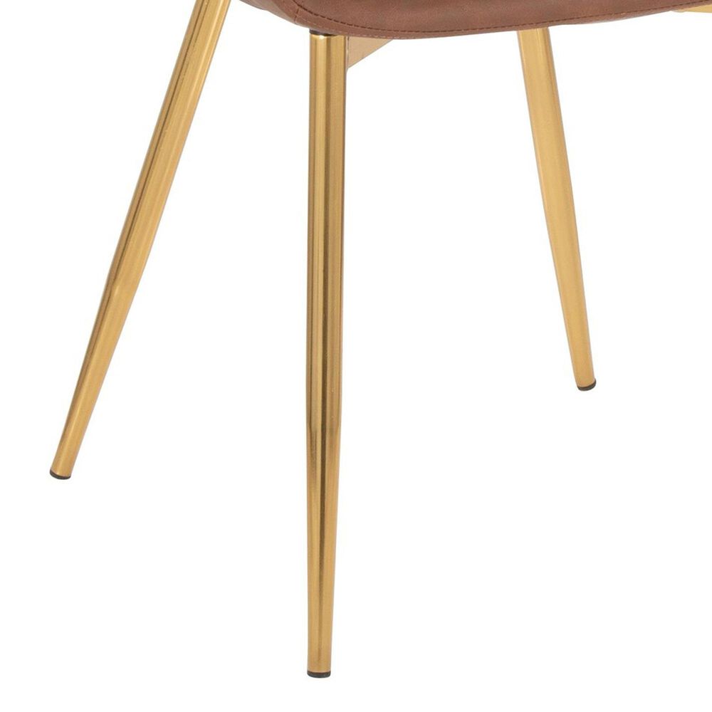LumiSource Margarite Arm Chair with Brown Faux Leather Cushion in Gold Metal  (Set of 2), , large