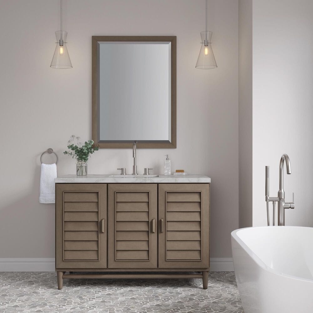 James Martin Vanities Portland 48" Single Bathroom Vanity in Whitewashed Walnut with 3 cm Eternal Jasmine Pearl Silestone Top, Rectangular Sink and FreePower Wireless Charger, , large