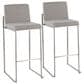 Lumisource Fuji High Back Barstool with Grey Fabric in Stainless Steel (Set of 2), , large