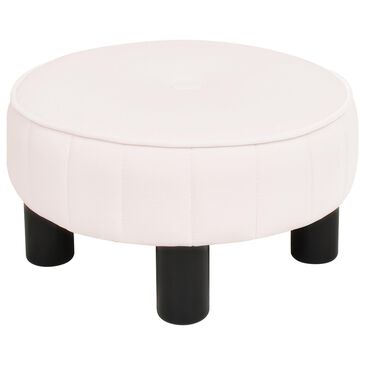Jennifer Taylor Home Riley Round Footstool Ottoman in Light Blush Pink Velvet, , large