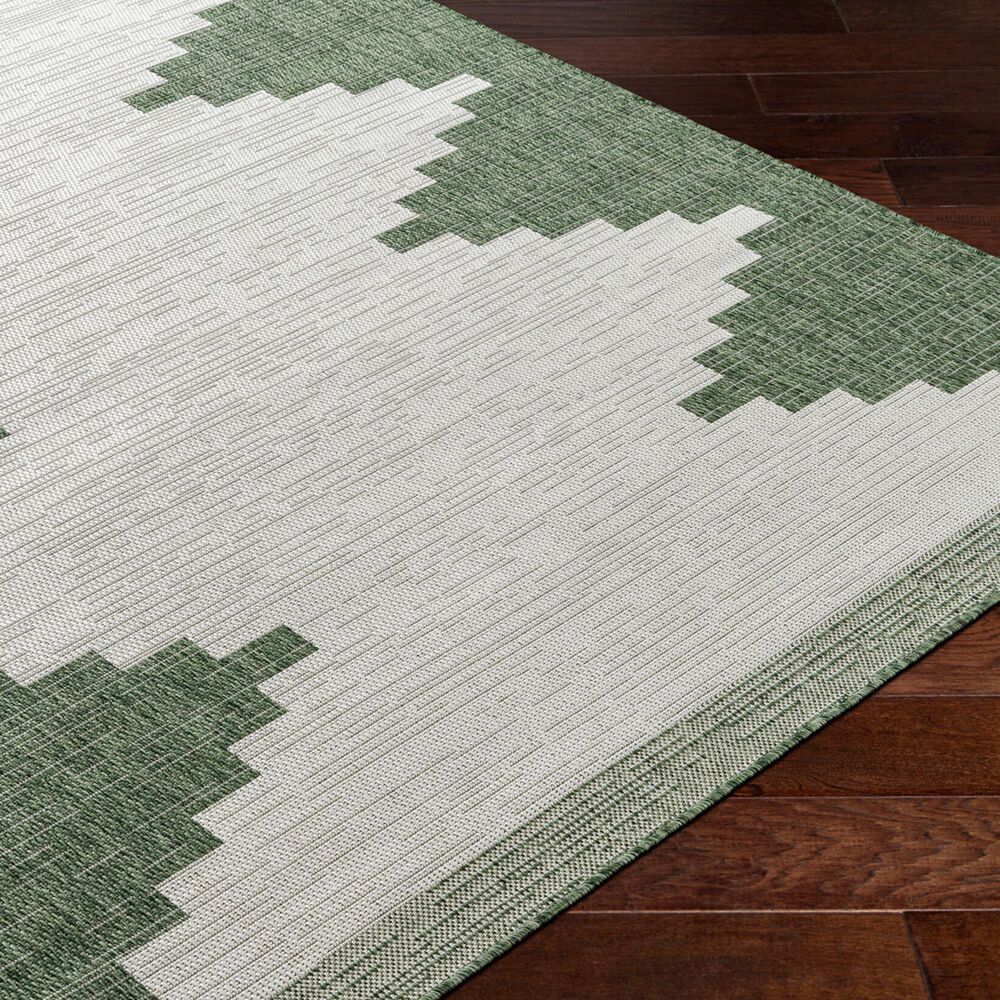 Surya Eagean EAG-2435 Grass Green, Ivory, Dark Green and Seafoam 8&#39;10&quot; x 12&#39; Indoor/Outdoor Area Rug, , large
