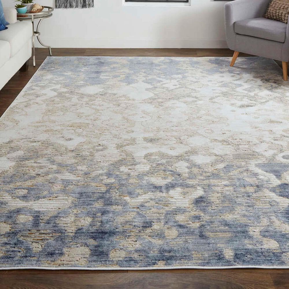 Feizy Laina 4&#39; x 6&#39; Blue and Beige Area Rug, , large
