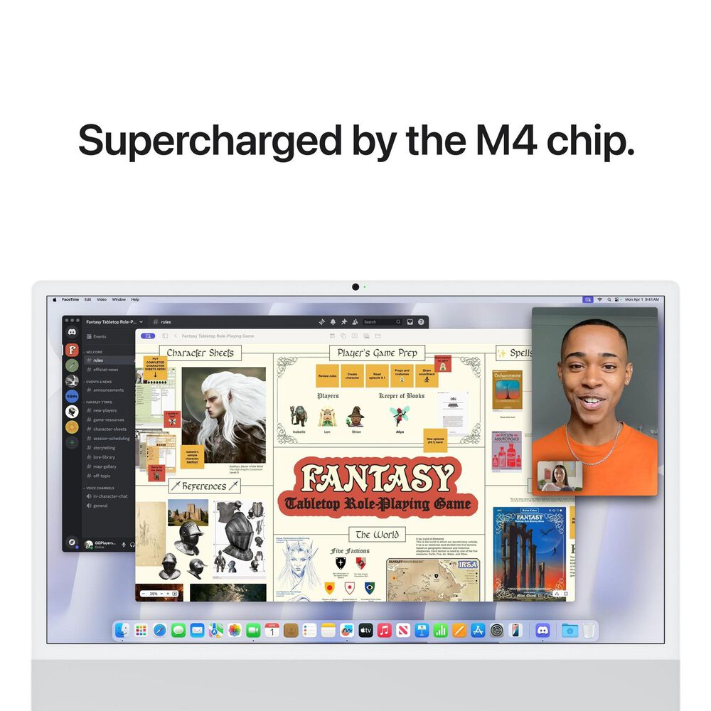 Apple 24-Inch iMac All-in-One Desktop - Apple M4 chip - 10-core CPU - 16GB RAM - 10-core GPU - 256GB SSD, Nano-texture Glass in Silver with 3-Year AppleCare+, , large