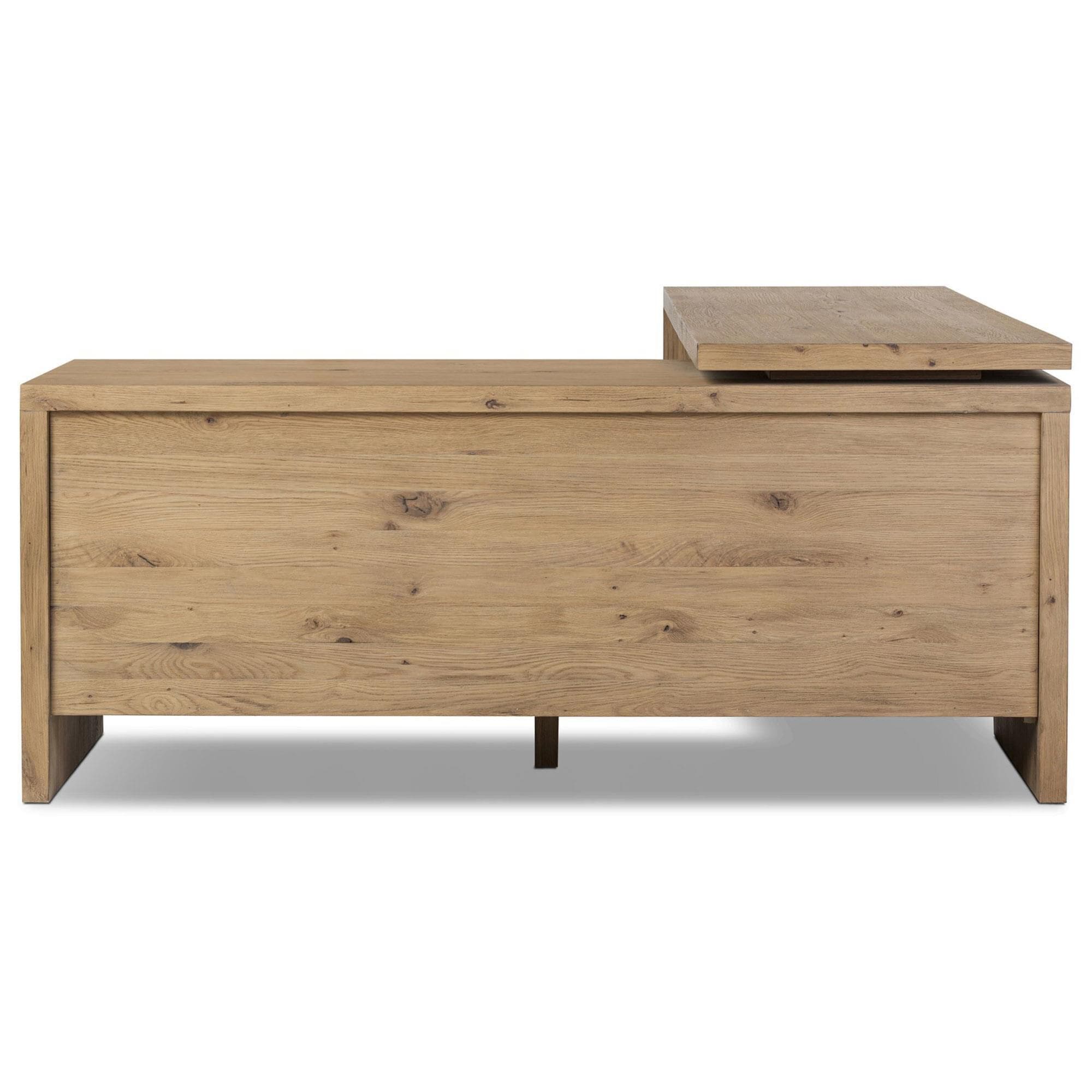 Four Hands Noah L-Shaped Rotating Desk in Aged Smoked Oak
