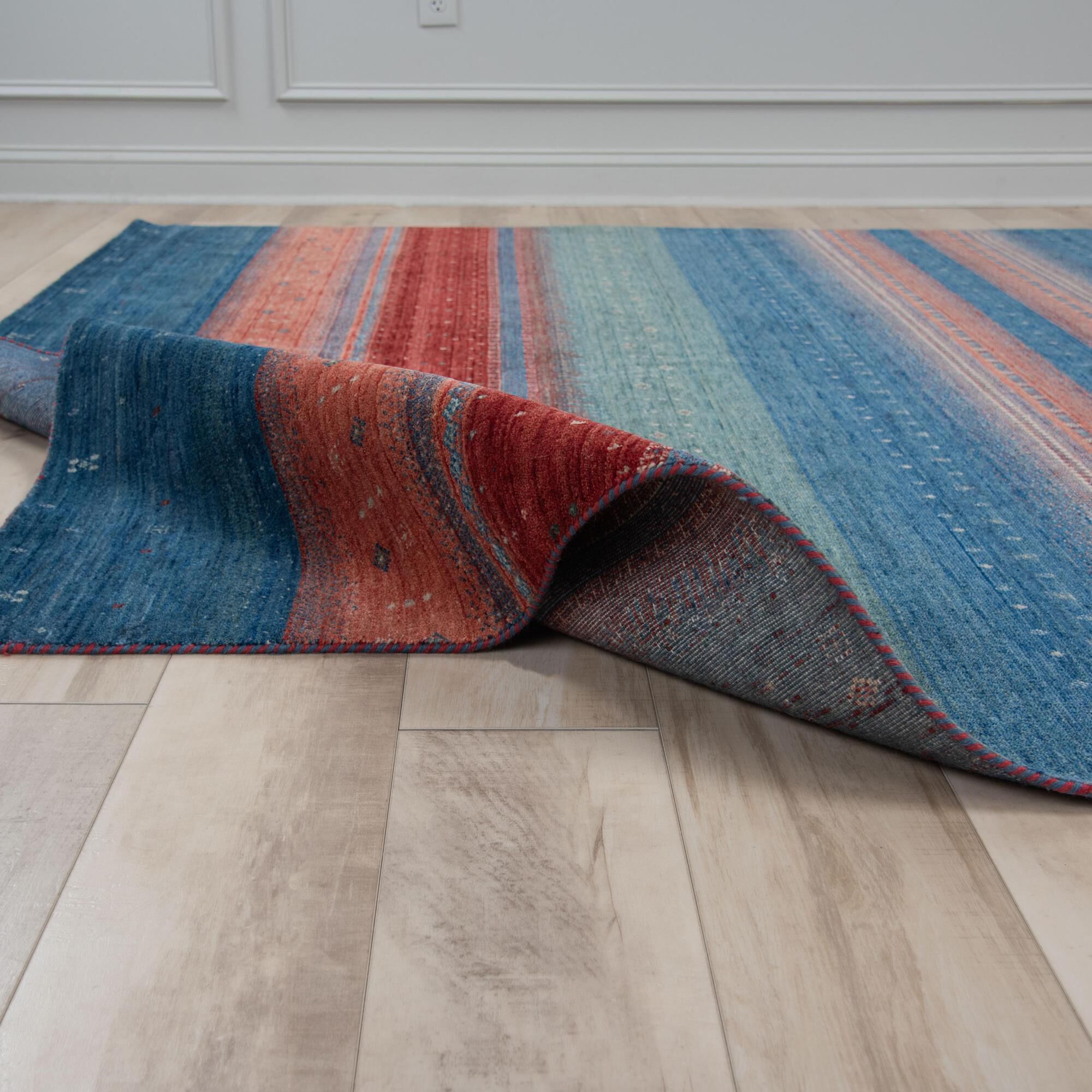 RIZZY Spectrum Dark Blue, Green, Red, Rust and Ivory 3' x 5' Area Rug