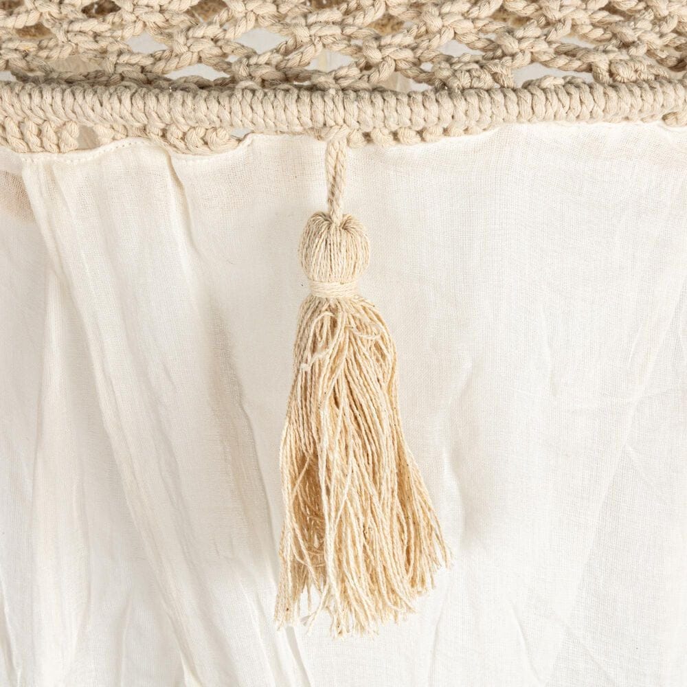 Creative Coop 108" x 20" Cotton Macrame Canopy with Tassels in White, , large