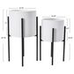 Creative Coop 2-Piece Modern Boho Embossed Metal Planter with Stand Set in White and Black, , large