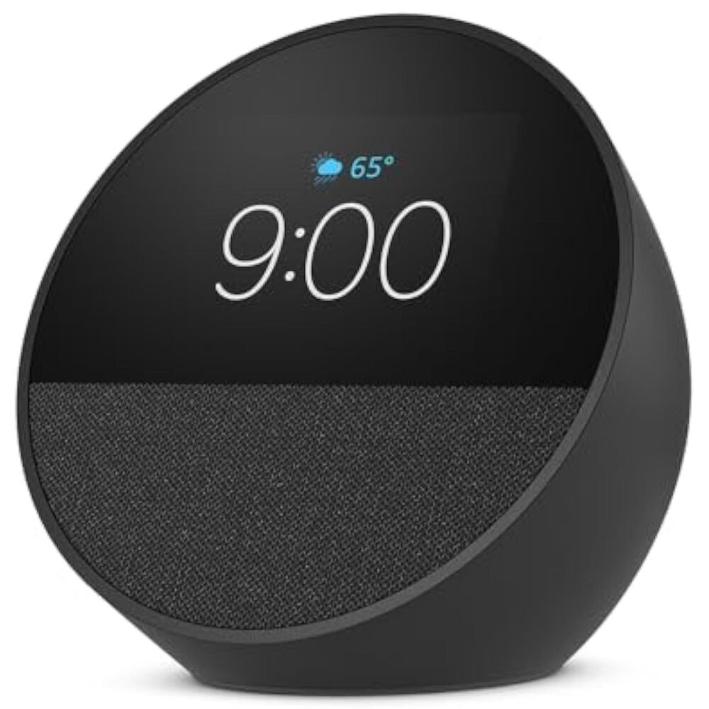 Amazon Echo Spot (2024 release), Smart alarm clock with vibrant sound + Alexa - Black, , large