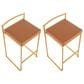 LumiSource Fuji 26" Stacker Counter Stool with Camel Upholstery in Gold (Set of 2), , large