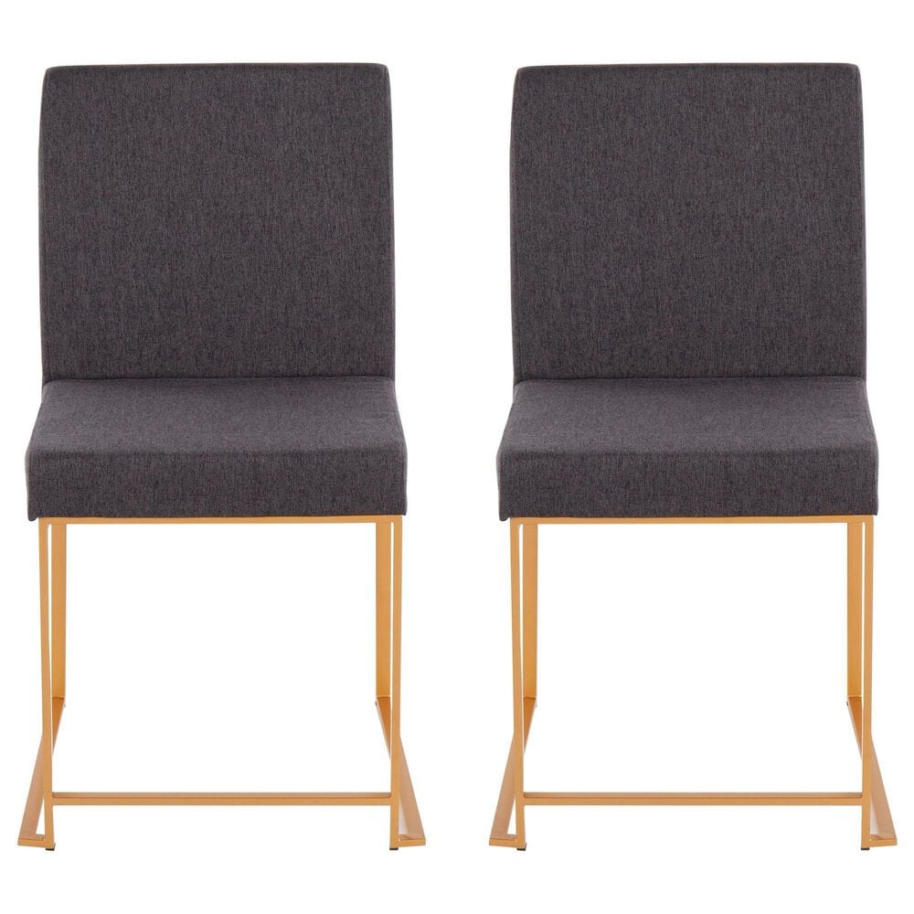 Lumisource Fuji Side Chair with Charcoal Cushion in Gold (Set of 2), , large