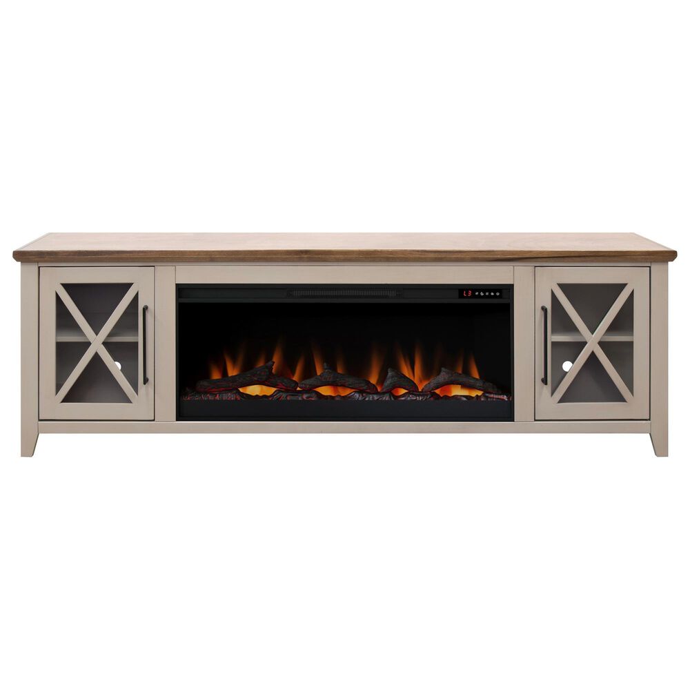 Legends Home Ithaca 83" Fireplace Console in Sandstone and Bourbon, , large