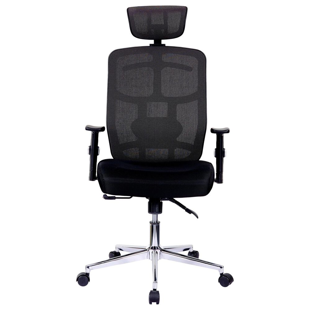 Rta Products Llc High Back Executive Mesh Office Chair with Arms and Lumbar Support in Black, , large