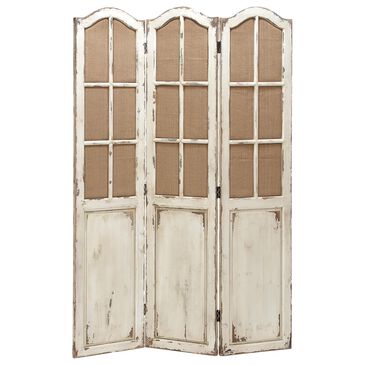 Maple and Jade Farmhouse Room Divider Screen in Beige and Antique White, , large