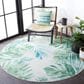 Safavieh Barbados Tropical Botanical BAR592  8" Round Green and Teal Indoor/Outdoor Area Rug, , large