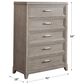 Belle Furnishings Belmar 5 Drawer Chest in Washed Taupe and Silver Champagne, , large