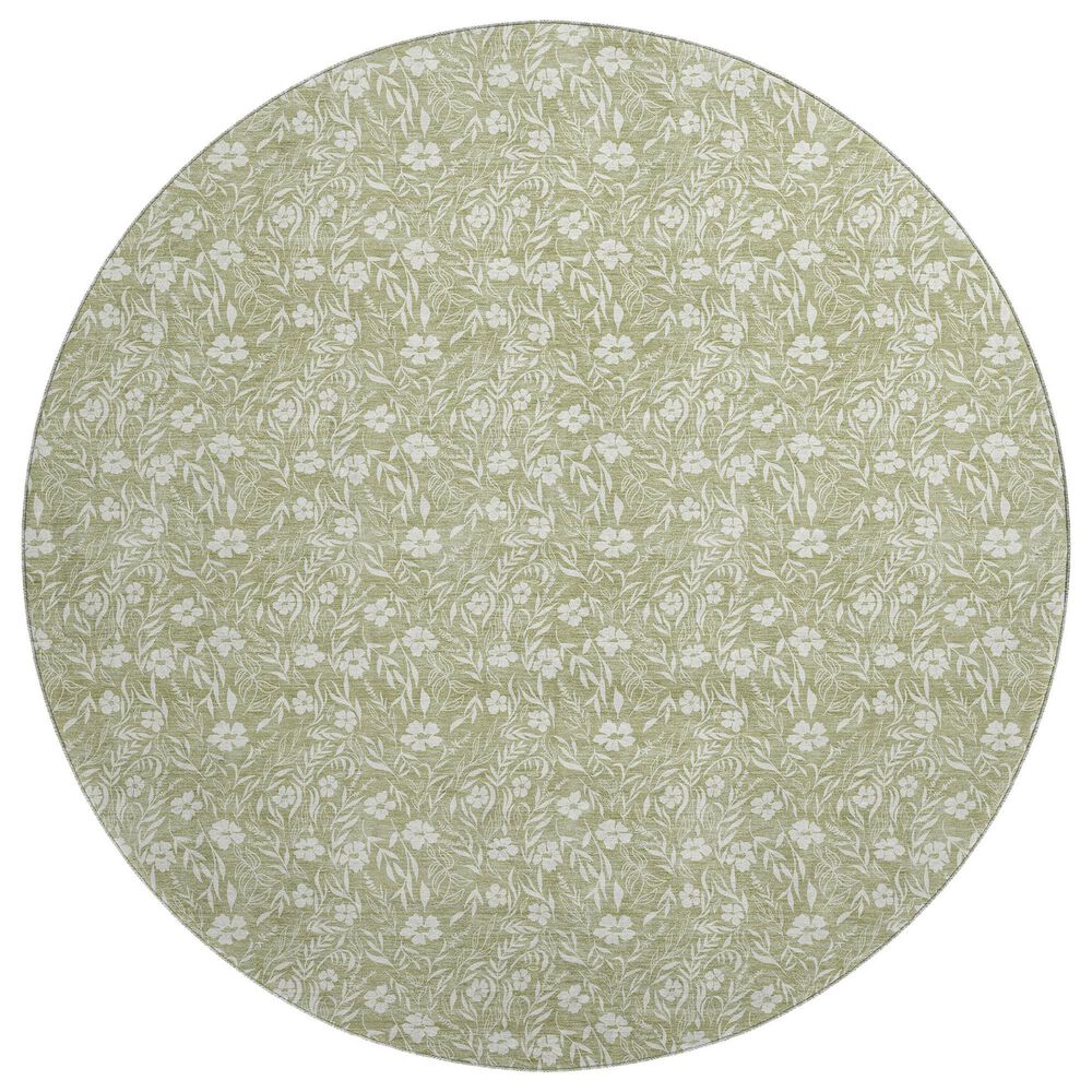 Dalyn Rug Company Soft Essentials Floral Aloe 8" Round Indoor/Outdoor Area Rug, , large