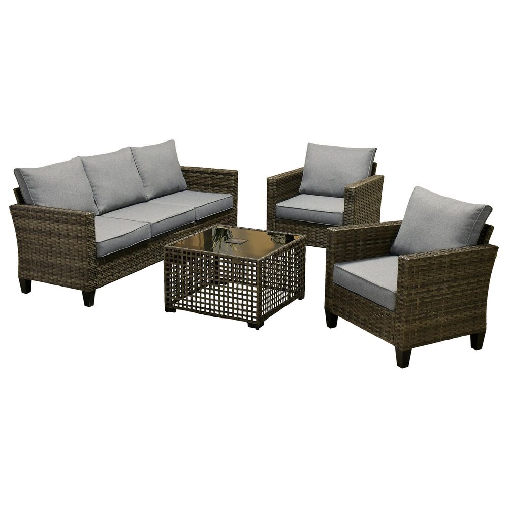 HOMLUX 4-Piece Outdoor Sofa Set in Dark Gray, , large