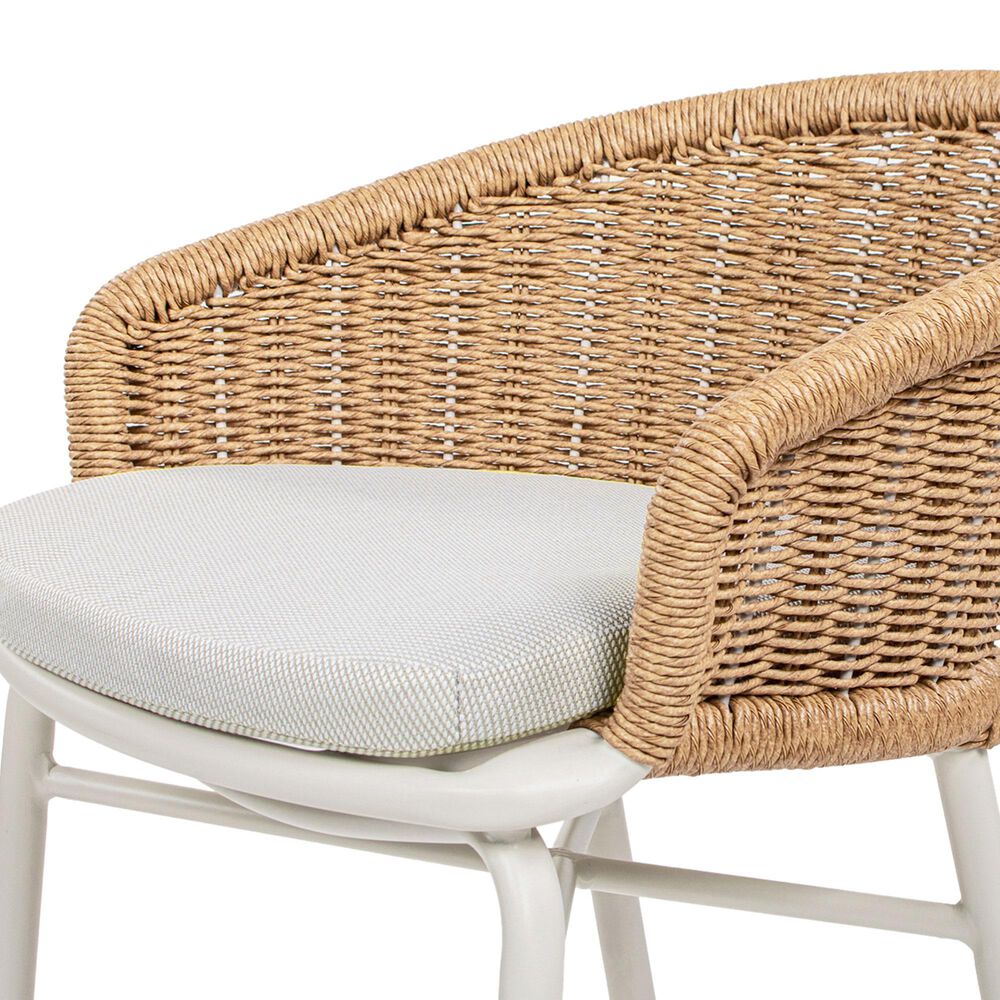 Hearth and Haven Santorini Outdoor Barstool with Wicker Backrest and Cushions in Beige (Set of 2), , large