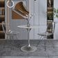 Leisuremod Verve 27" Round Dining Table with Sintered Stone Top in Brushed Chrome and White - Table Only, , large