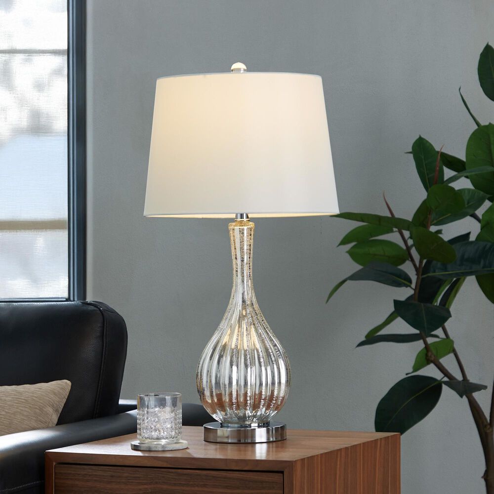 LumiSource Jenny Glass Table Lamp in Silver Crackle and Chrome (Set of 2), , large