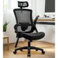HOMLUX Swivel Ergonomic Office Chair with Headrest Lumbar Support in Black, , large