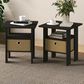 HOMLUX 2-Piece 1-Shelf End Table with Bin Drawer in Espresso, , large