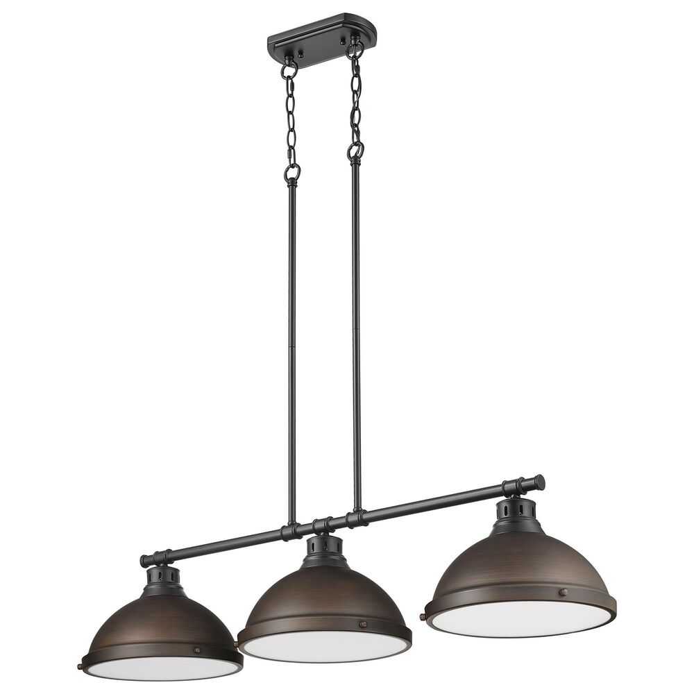 Golden Lighting Duncan 3-Light Pendant with Rubbed Bronze Shade in Matte Black, , large