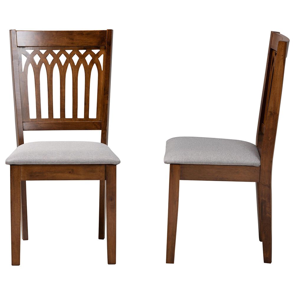 Baxton Studio Genesis Side Chair with Grey Cushion in Walnut Brown (Set of 2), , large