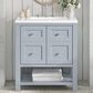 James Martin Vanities Breckenridge 30" Single Bathroom Vanity in Serenity Blue with 3 cm White Zeus Quartz Top and Rectangular Sink, , large