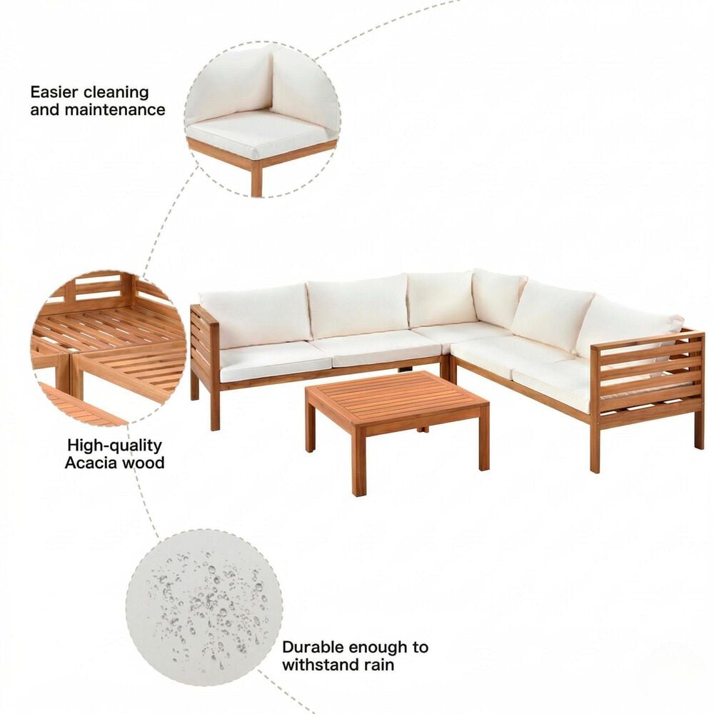 Hearth and Haven 4-Piece Outdoor Sectional Set in Beige, , large