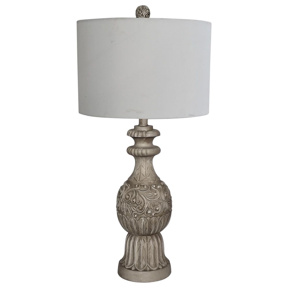 TLC 30" Table Lamp with White Drum Shade in Gray, , large
