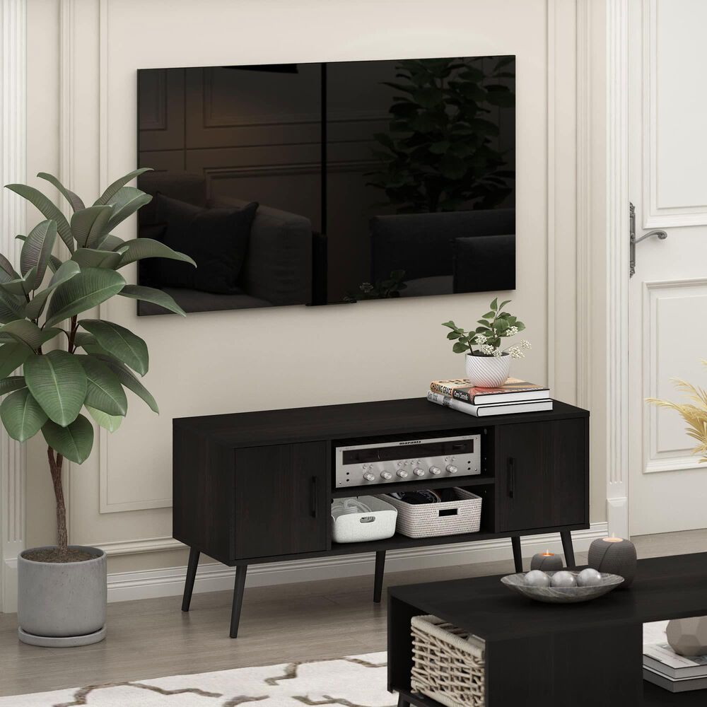 HOMLUX 43.3" TV Stand with 2-Door in Espresso, , large