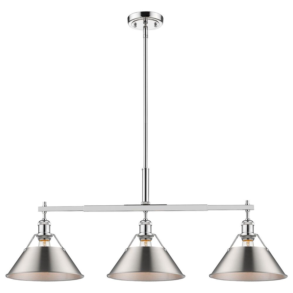 Golden Lighting Orwell 3-Light Linear Pendant with Pewter Shade in Chrome, , large