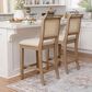 Linon Home Decor Emmy 26" Counter Stool with Natural Claudette Cane and Beige Cushion in Grey Wash, , large