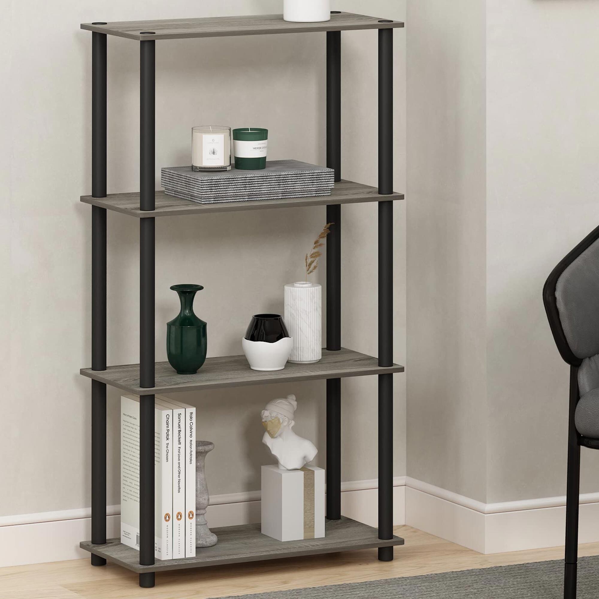 HOMLUX Turn-N-Tube 4-Tier Multipurpose Shelf Display Rack in