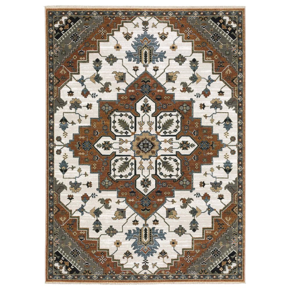 Oriental Weavers Keira Rust and Ivory 5&#39;3&quot; x 7&#39;6&quot; Area Rug, , large
