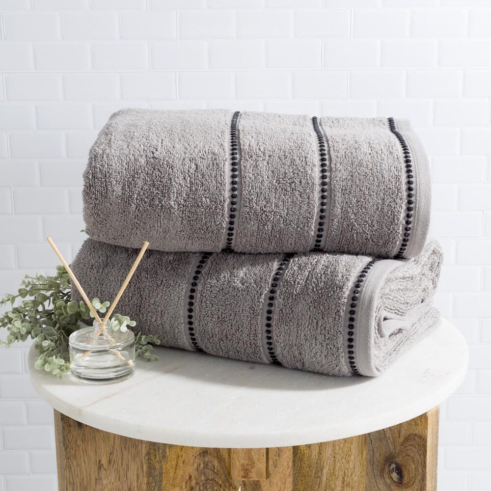 Timberlake Lavish Home Zero Twist 2-Piece Towel Set in Silver and Black, , large