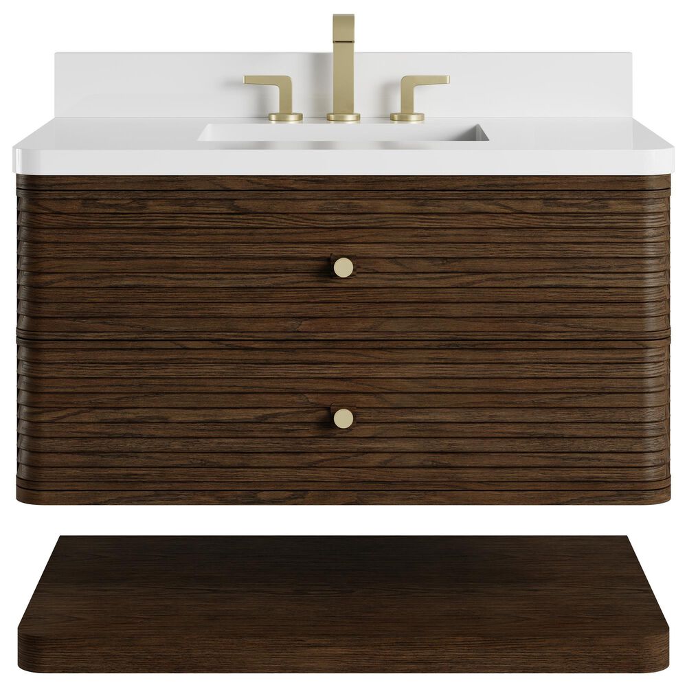 James Martin Allamari 36" Single Bathroom Vanity in Sable with 3 cm White Zeus Silestone Top and Rectangular Sink, , large
