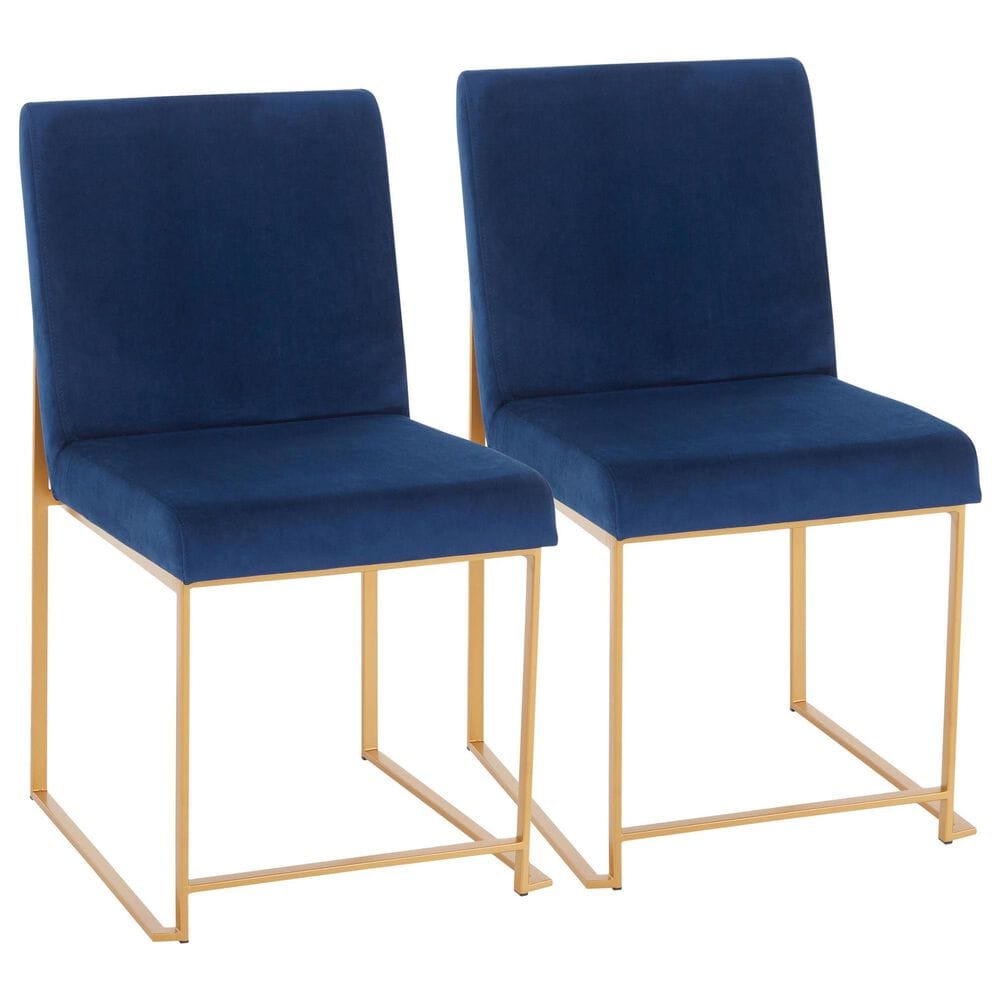 Lumisource Fuji Side Chair with Blue Cushion in Gold (Set of 2), , large
