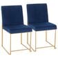 Lumisource Fuji Side Chair with Blue Cushion in Gold (Set of 2), , large
