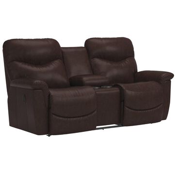La-Z-Boy James Leather Manual Reclining Console Loveseat in Walnut, , large