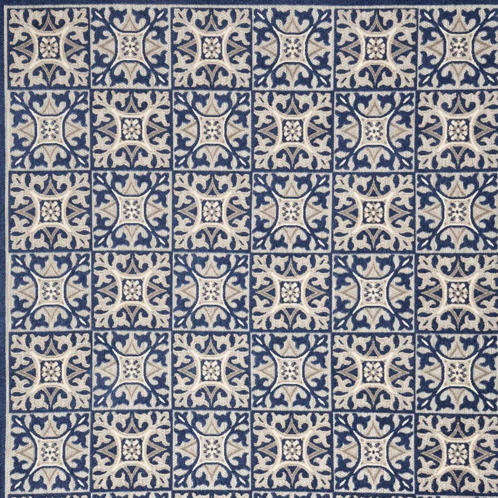 Nourison Aloha Damask 5&#39;3&quot; x 7&#39;5&quot; Blue Indoor/Outdoor Area Rug, , large