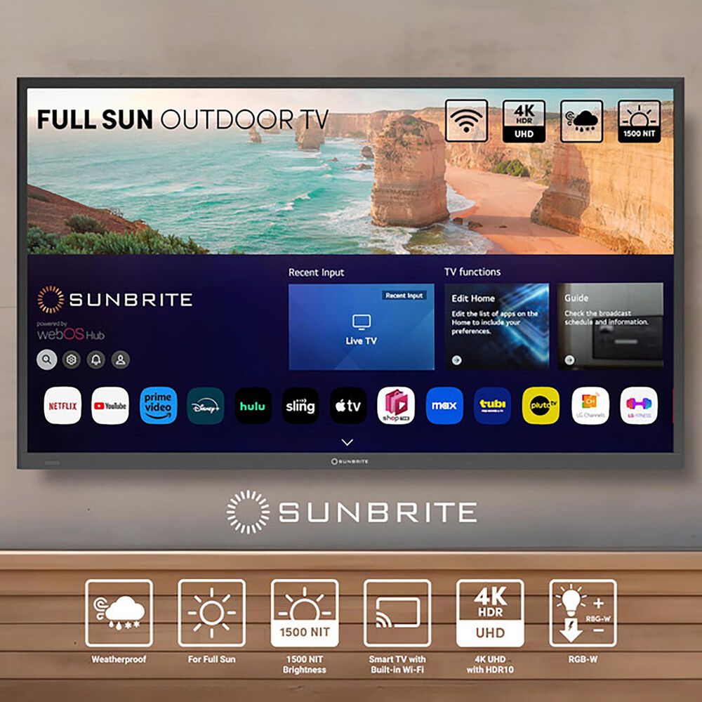 Sunbrite 49" Solis Series Outdoor Full Sun 4K UHD HDR - Smart TV with Premium Large Tilt Mount in Black, , large