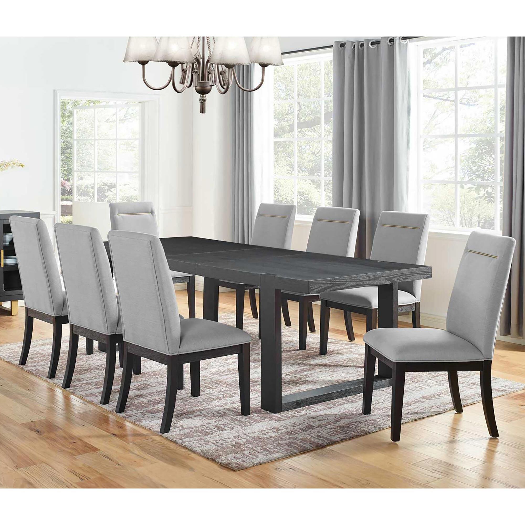 Steve Silver Yves 7 Piece Dining Set in Rubbed Charcoal NFM