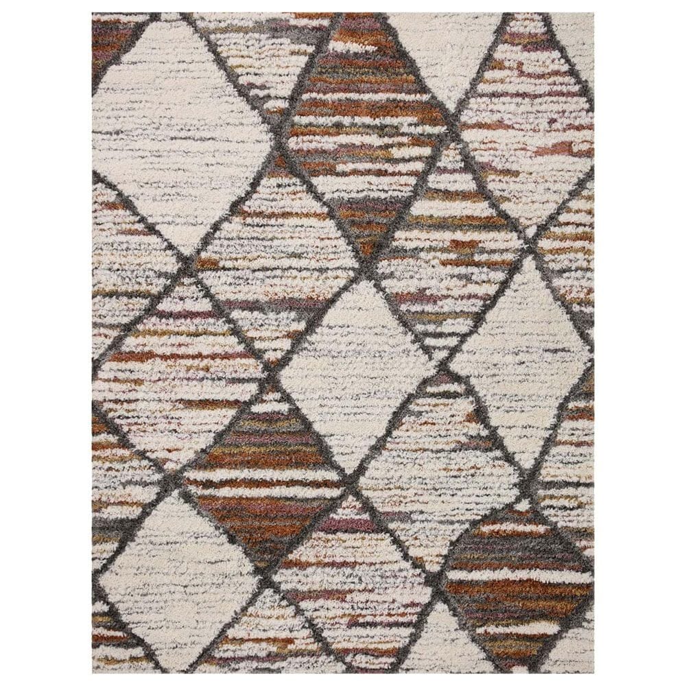 Loloi Levitt Shag 2"7" x 12" Ivory and Fiesta Runner, , large