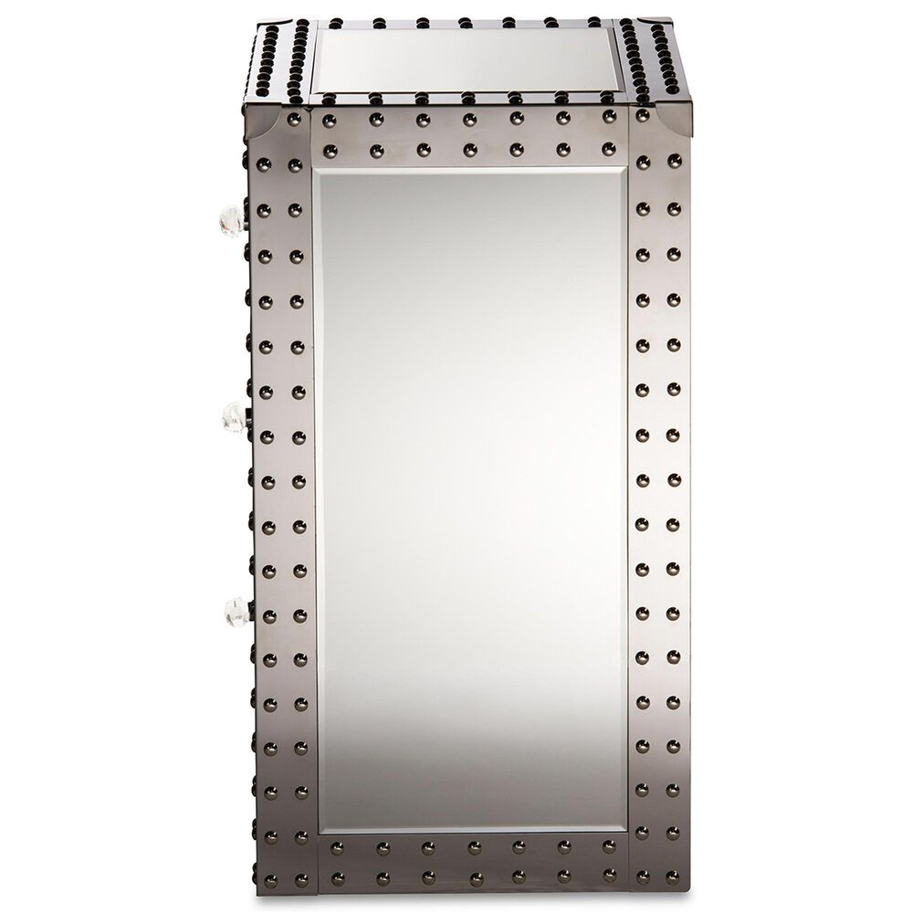 Baxton Studio Azura Mirrored End Table in Silver, , large